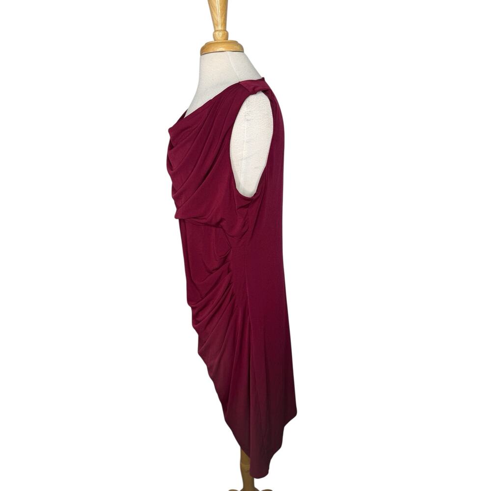 ANN TAYLOR Jersey Draped Sleeveless Dress in Garnet Red Size 16 Womens Career - Picture 2 of 10